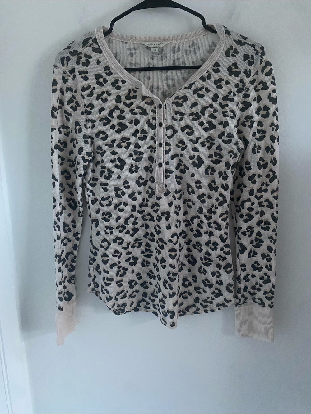 Lucky Brand Leopard Print Long-Sleeve Henley